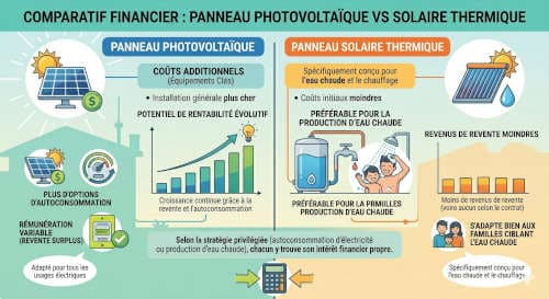 Différences entre panneau photovoltaïque et panneau solaire thermique