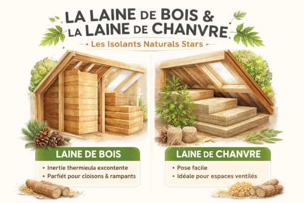 La laine de bois et la laine de chanvre