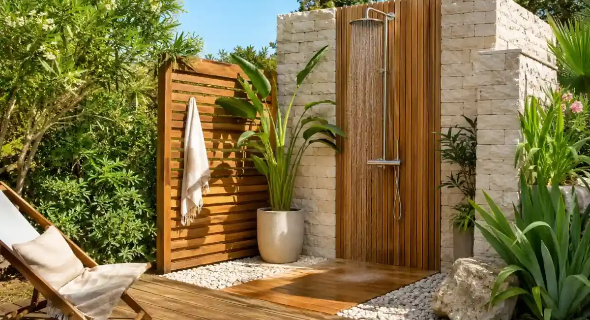 Aménagement douche extérieure : matériaux et conseils pour créer un espace pratique et esthétique