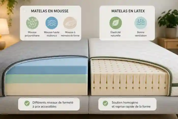Matelas en latex et matelas en mousse : quelles différences concrètes ?