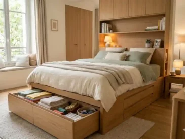 Rangement intégré lit double avec rangement : optimiser sa chambre sans perdre en confort