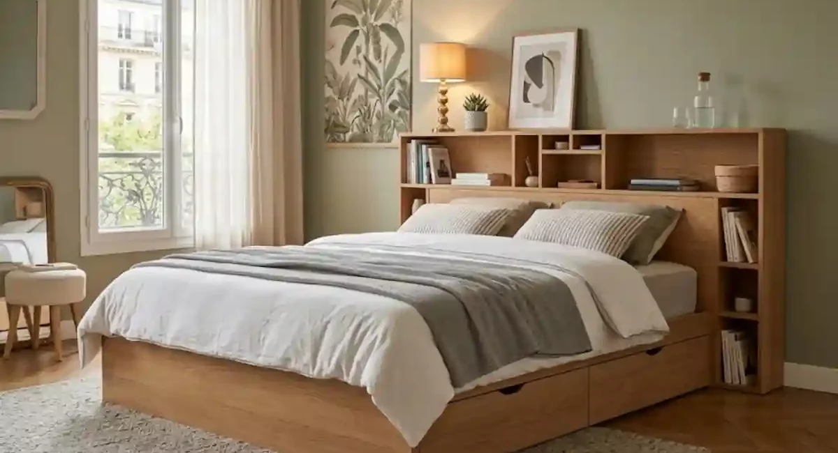 Tête de lit avec rangement intégré 160 : optimiser l’espace sans sacrifier le style