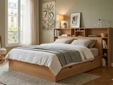 Tête de lit avec rangement intégré 160 : optimiser l’espace sans sacrifier le style