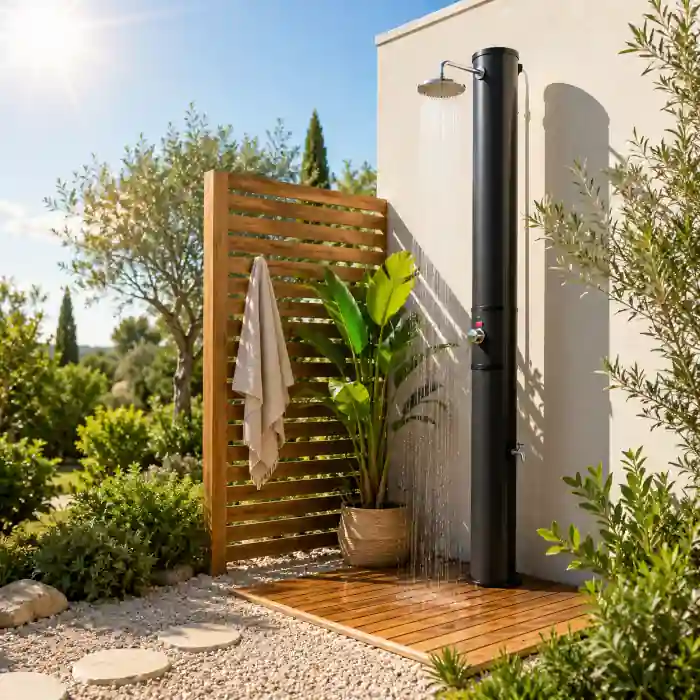 installer une douche extérieure : Privilégier un endroit ensoleillé