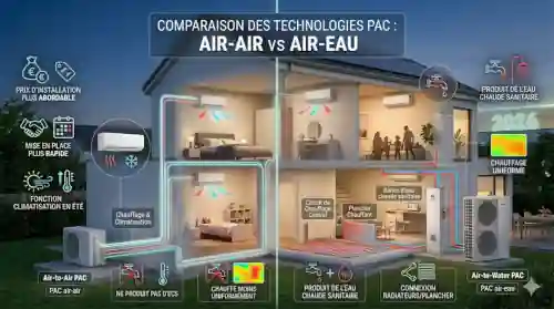 Faut-il choisir une pompe à chaleur air-air ou air-eau ?